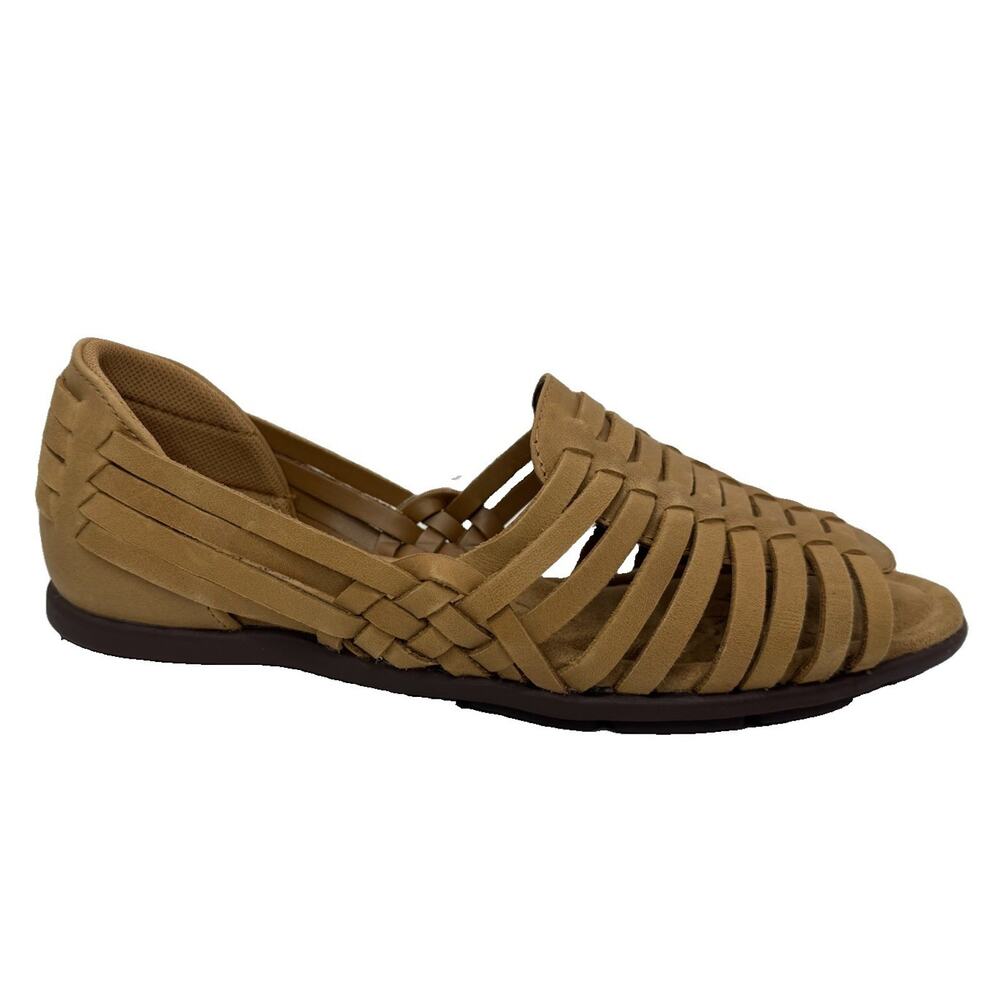 Comfortiva Fisherman Sandals 8.5 Tan Caramel Leather Cage Straps Slip On NWT - Picture 3 of 6